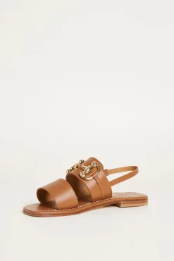 Sandalo basso in pelle - Marrone