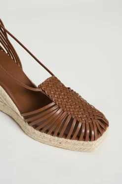 Sandalo in pelle intrecciata - Marrone