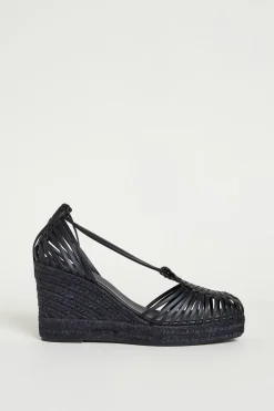 Sandalo in pelle intrecciata - Nero