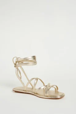 Sandalo in pelle laminata - Oro