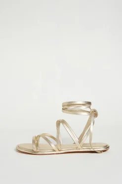 Sandalo in pelle laminata - Oro