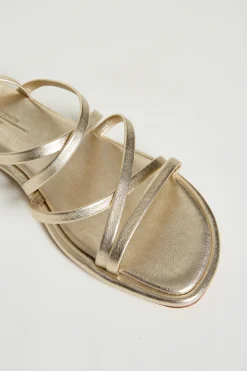 Sandalo in pelle laminata - Oro