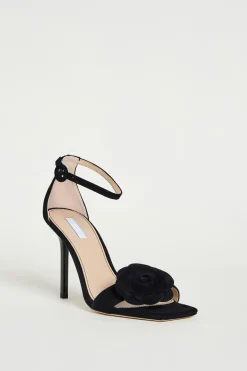 Sandalo in pelle scamosciata - Nero