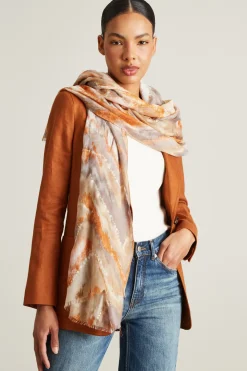 Sciarpa con motivo lamè - Beige Arancione