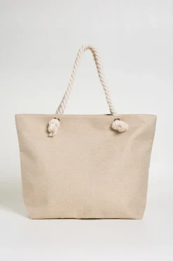 Shopping bag bicolore - Argento Beige