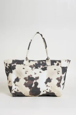 Shopping bag in tela - Marrone Bianco