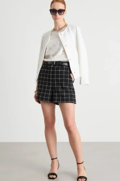Short in stuoia con catena - Nero