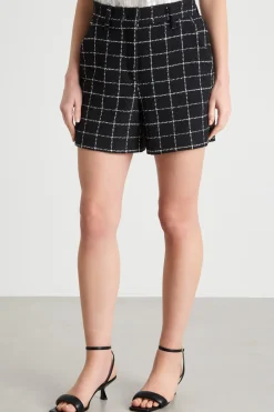 Short in stuoia con catena - Nero