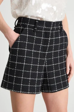 Short in stuoia con catena - Nero