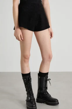 Shorts culotte con zip - Nero
