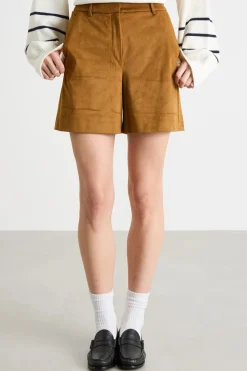 Shorts dal finish vellutato - Marrone