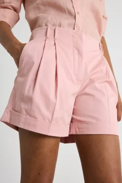 Shorts in gabardina di cotone - Rosa