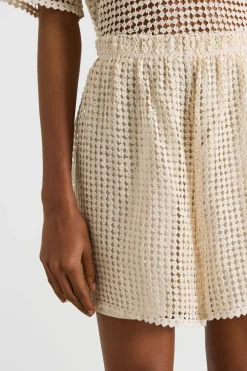 Shorts in jersey macramè - Bianco