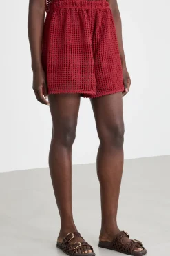 Shorts in jersey macramè - Rosso