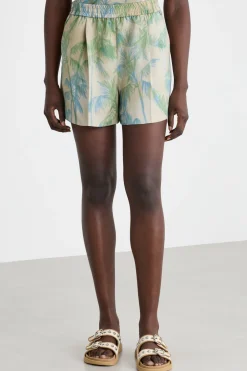 Shorts in raso - Verde Beige