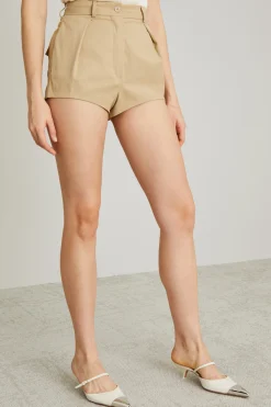 Shorts in twill di viscosa - Beige