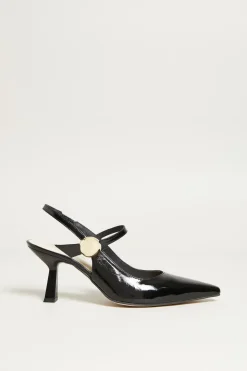 Slingback con maxi bottone - Nero