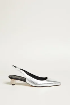 Slingback in nappa laminata - Argento