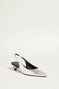 Slingback in nappa laminata - Argento
