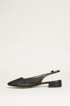 Slingback in tessuto lavorato - Nero