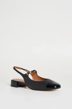 Slingback basse in pelle - Nero