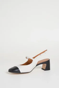 Slingback bicolore con tacco - Bianco Nero
