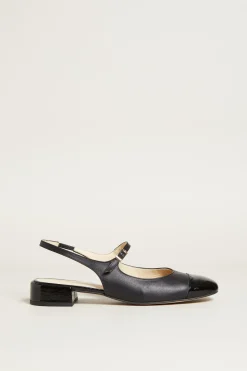 Slingback con punta in vernice - Nero