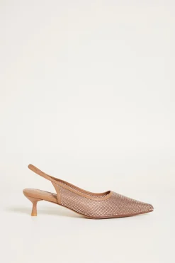 Slingback con strass - Marrone