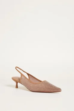 Slingback con strass - Marrone