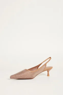 Slingback con strass - Marrone