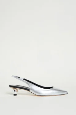 Slingback con tacco boule - Argento