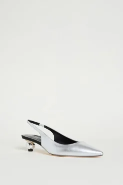 Slingback con tacco boule - Argento