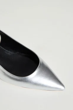 Slingback con tacco boule - Argento