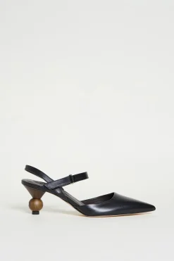Slingback con tacco boule - Nero