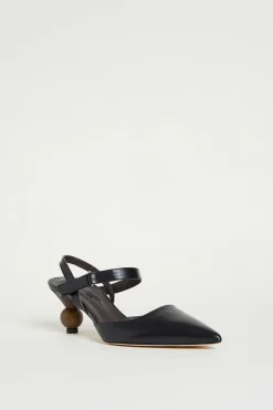 Slingback con tacco boule - Nero