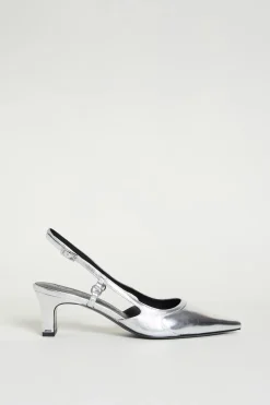 Slingback in pelle - Argento