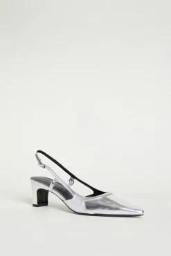 Slingback in pelle - Argento