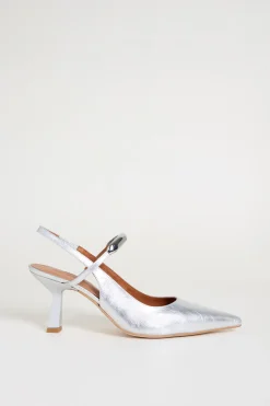 Slingback in pelle laminata - Argento