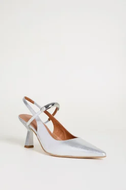 Slingback in pelle laminata - Argento
