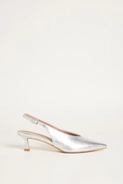 Slingback in pelle laminata - Argento