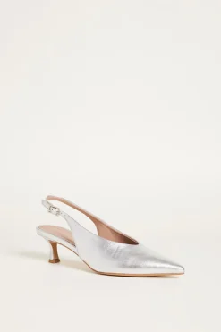 Slingback in pelle laminata - Argento