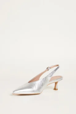 Slingback in pelle laminata - Argento