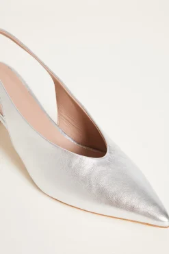 Slingback in pelle laminata - Argento