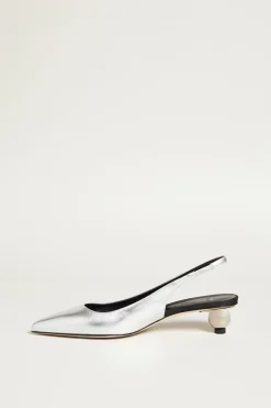 Slingback in pelle laminata - Argento