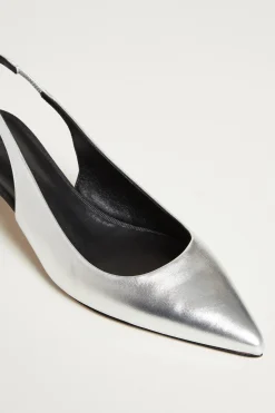 Slingback in pelle laminata - Argento