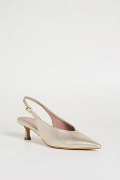Slingback in pelle laminata - Oro