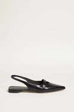 Slingback in pelle lucida - Nero