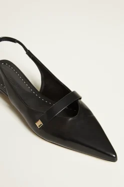 Slingback in pelle lucida - Nero