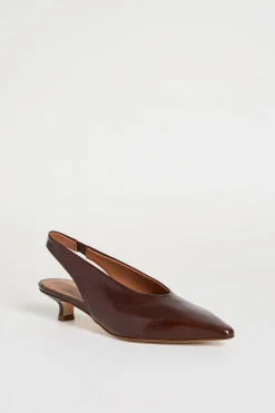Slingback in pelle - Marrone