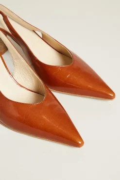 Slingback in pelle - Marrone